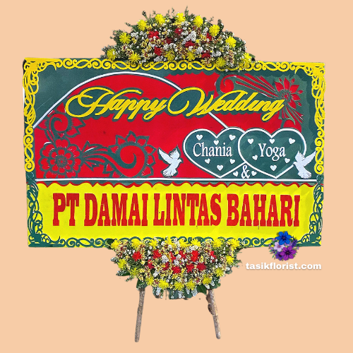 Karangan Bunga Papan Happy Wedding