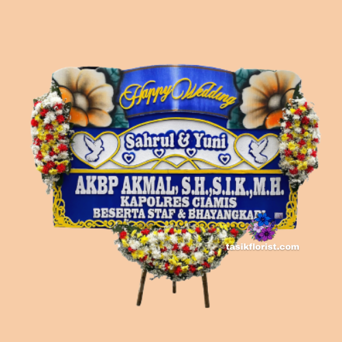 Karangan Bunga Papan Happy Wedding
