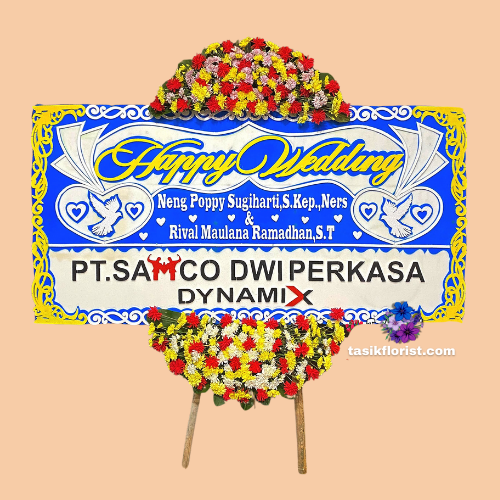 Karangan Bunga Papan Happy Wedding
