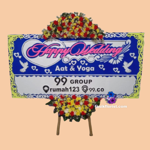 Karangan Bunga Papan Happy Wedding