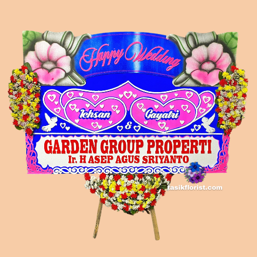 Karangan Bunga Papan Happy Wedding