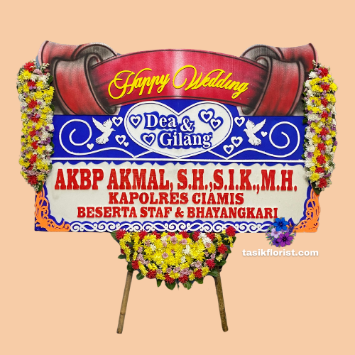 Karangan Bunga Papan Happy Wedding