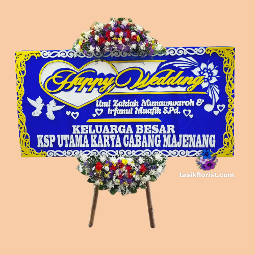 Karangan Bunga Papan Happy Wedding