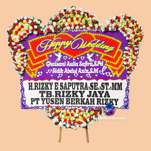 Karangan Bunga Papan Happy Wedding