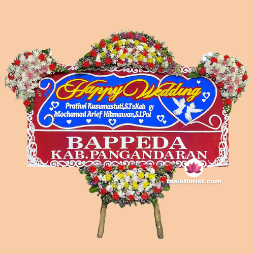 Karangan Bunga Papan Happy Wedding