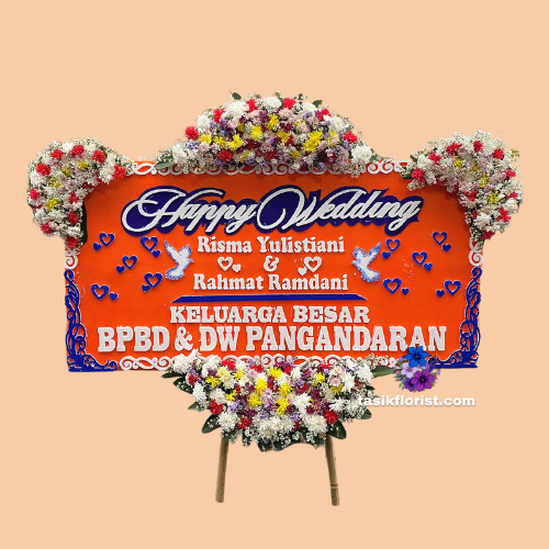 Karangan Bunga Papan Happy Wedding