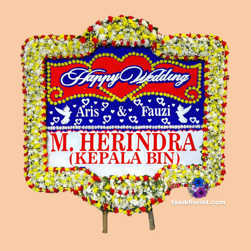 Karangan Bunga Papan Happy Wedding