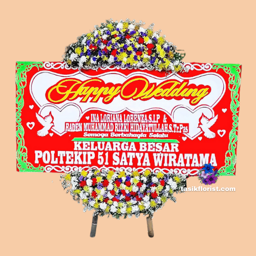 Karangan Bunga Papan Happy Wedding