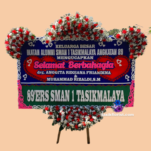 Karangan Bunga Papan Happy Wedding