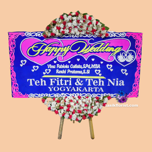 Karangan Bunga Papan Happy Wedding
