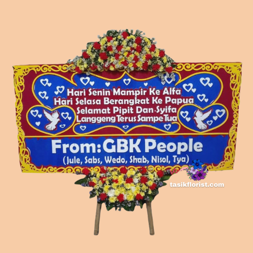 Karangan Bunga Papan Happy Wedding