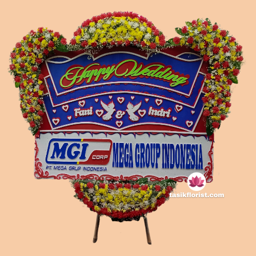 Karangan Bunga Papan Happy Wedding