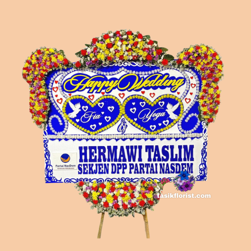 Karangan Bunga Papan Happy Wedding