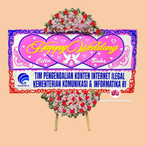Karangan Bunga Papan Happy Wedding