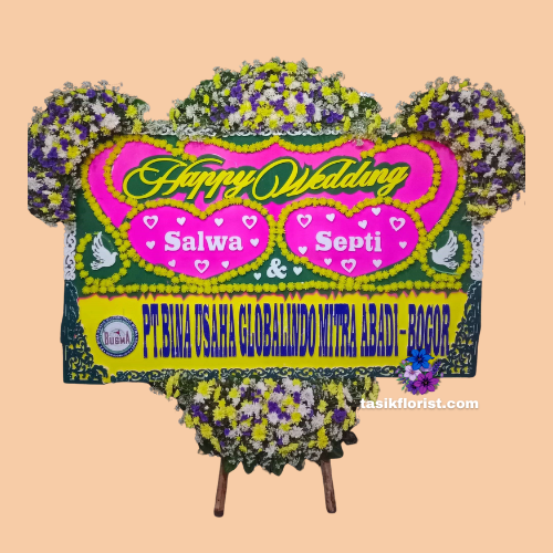 Karangan Bunga Papan Happy Wedding