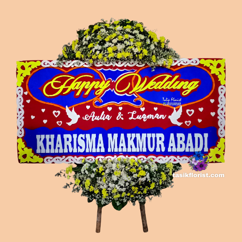 Karangan Bunga Papan Happy Wedding