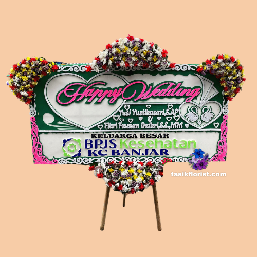 Karangan Bunga Papan Happy Wedding