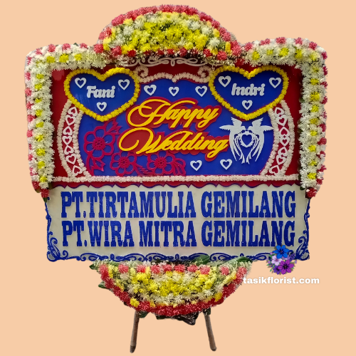 Karangan Bunga Papan Happy Wedding