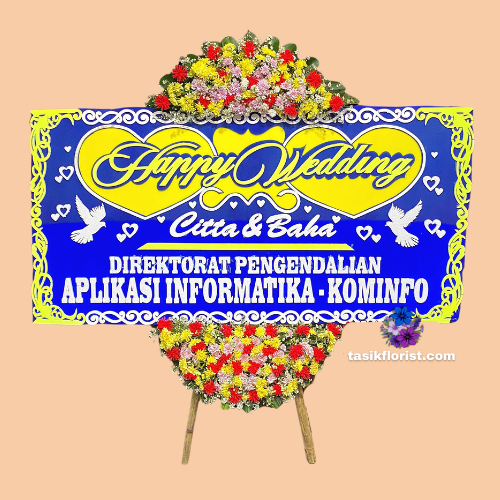 Karangan Bunga Papan Happy Wedding