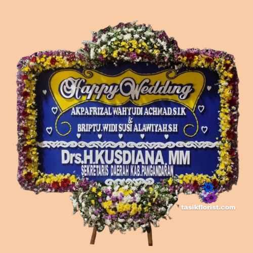 Karangan Bunga Papan Happy Wedding