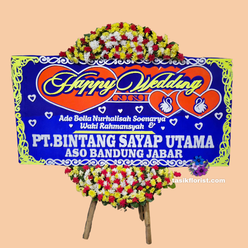Karangan Bunga Papan Happy Wedding