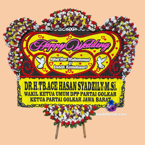 Karangan Bunga Papan Happy Wedding