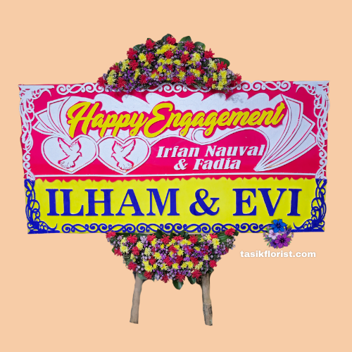 Karangan Bunga Papan Happy Wedding
