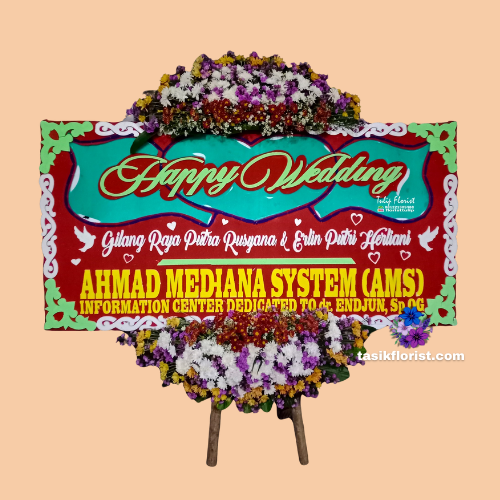Karangan Bunga Papan Happy Wedding