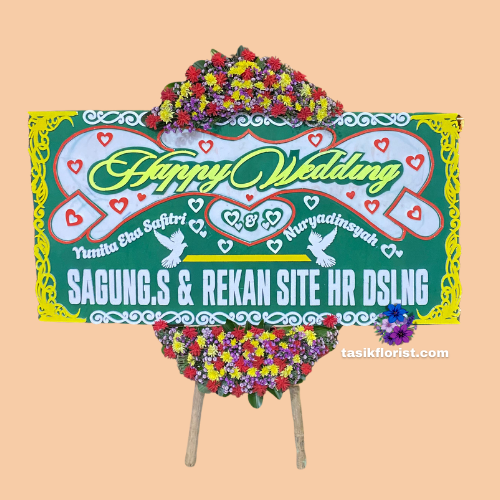 Karangan Bunga Papan Happy Wedding