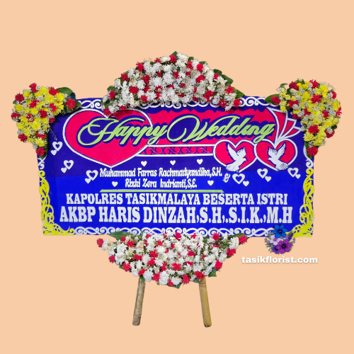 Karangan Bunga Papan Happy Wedding