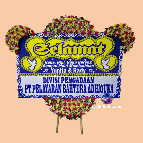 Karangan Bunga Papan Happy Wedding