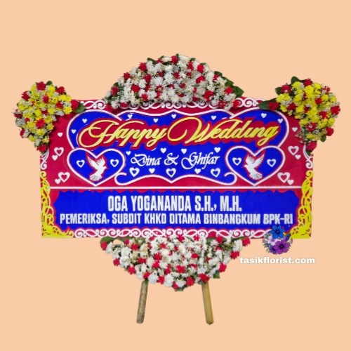 Karangan Bunga Papan Happy Wedding