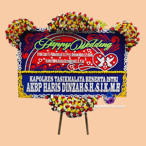 Karangan Bunga Papan Happy Wedding