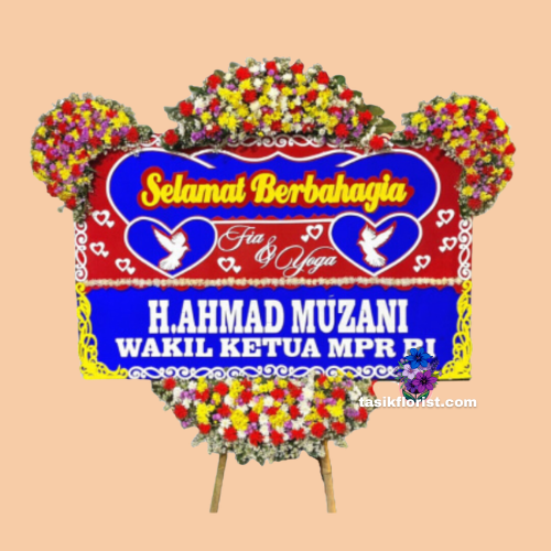 Karangan Bunga Papan happy Wedding