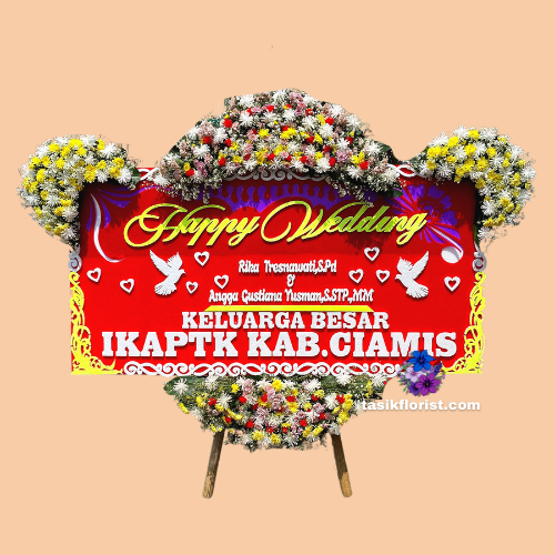 Karangan Bunga Papan Happy Wedding