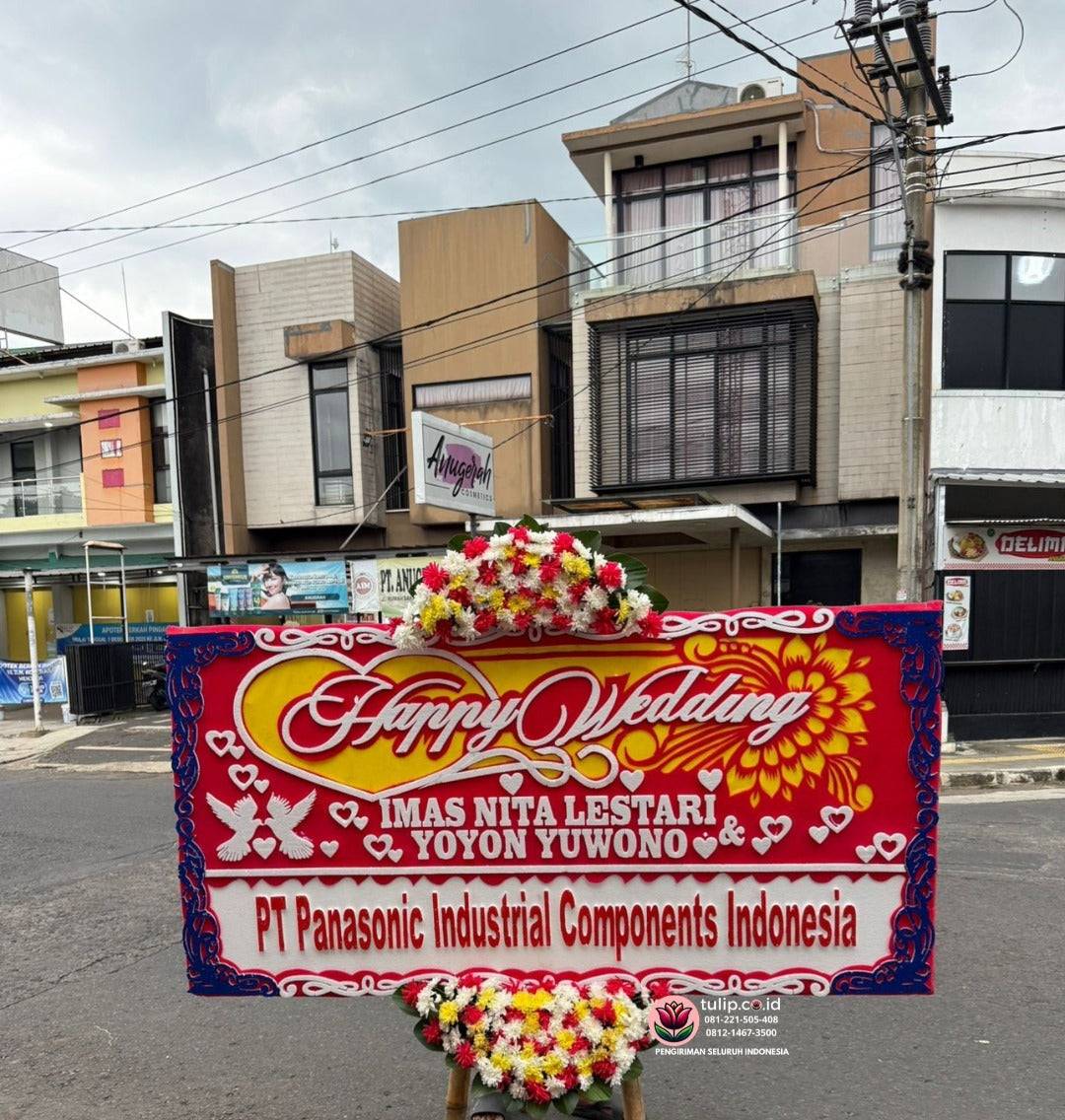 Karangan Bunga Papan Happy Wedding di Tasikmalaya