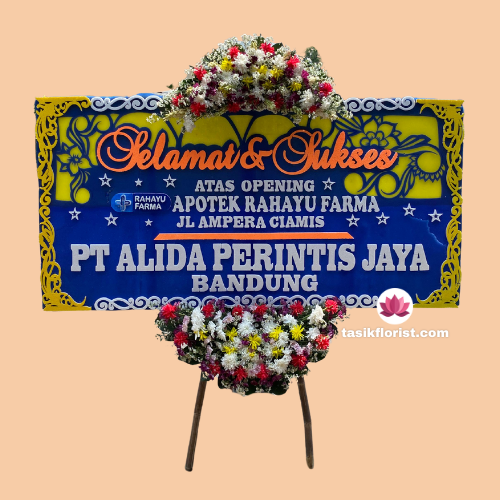 Karangan bunga papan di Cigondewah Rahayu, Bandung