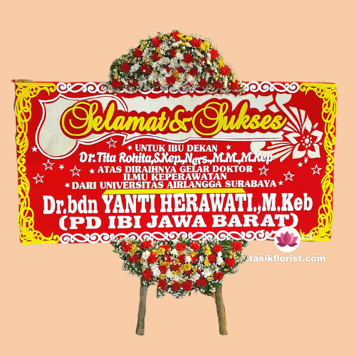 Karangan bunga papan di Kemranjen, Jawa Tengah 
