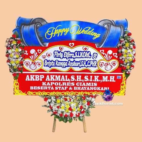 Karangan Bunga Papan Happy Wedding
