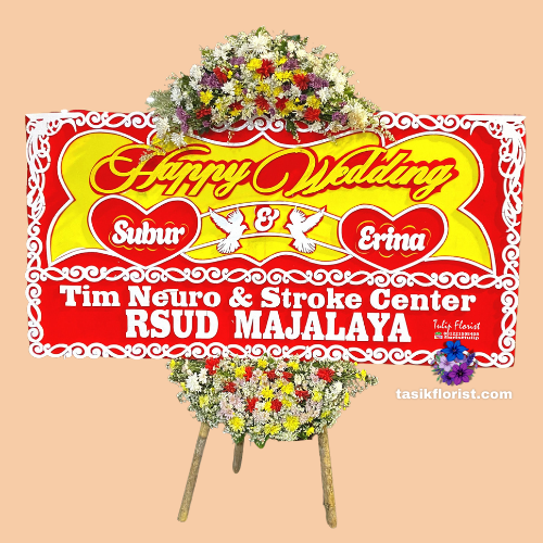 Karangan Bunga Papan Happy Wedding
