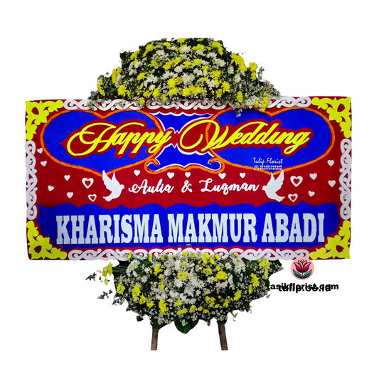 Karangan Bunga Papan Happy Wedding